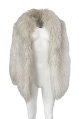 Original 1970s Fluffy Cream Ivory w Pink Undertones Mongolian Sheepskin Jacket