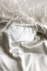 Original 1970s Fluffy Cream Ivory w Pink Undertones Mongolian Sheepskin Jacket
