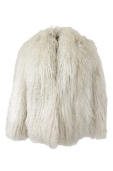 Original 1970s Fluffy Shaggy Cream Ivory Mongolian Sheepskin Jacket