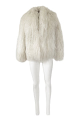 Original 1970s Fluffy Shaggy Cream Ivory Mongolian Sheepskin Jacket
