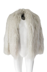 Original 1970s Fluffy Shaggy Cream Ivory Mongolian Sheepskin Jacket