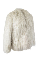 Original 1970s Fluffy Shaggy Cream Ivory Mongolian Sheepskin Jacket
