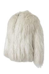 Original 1970s Fluffy Shaggy Cream Ivory Mongolian Sheepskin Jacket