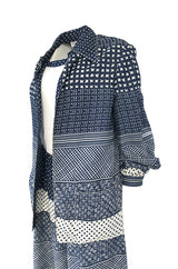 1970s Albert Capraro Three Piece Graphic Jersey Pant, Top & Jacket Set