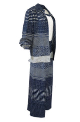 1970s Albert Capraro Three Piece Graphic Jersey Pant, Top & Jacket Set