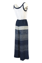 1970s Albert Capraro Three Piece Graphic Jersey Pant, Top & Jacket Set