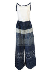 1970s Albert Capraro Three Piece Graphic Jersey Pant, Top & Jacket Set