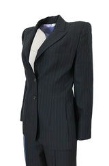 Spring 1998 Alexander McQueen 'Untitled' Collection Blue Detailed Pinstripe Suit
