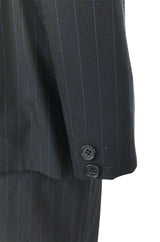 Spring 1998 Alexander McQueen 'Untitled' Collection Blue Detailed Pinstripe Suit