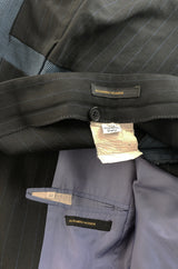 Spring 1998 Alexander McQueen 'Untitled' Collection Blue Detailed Pinstripe Suit