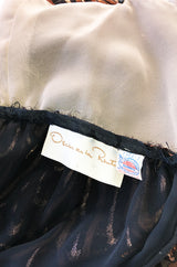 1980s Oscar de la Renta Copper & Metallic Fused Velvet & Silk Chiffon Dress