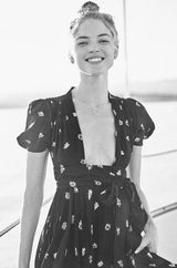 Iconic c.1969 Ossie Clark 'Bridget' Black Crepe Plunge Front Wrap Dress