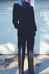 Spring 1998 Alexander McQueen 'Untitled' Collection Blue Detailed Pinstripe Suit