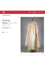 Fall 1952 Christian Dior Haute Couture Ivory Silk Button Dress w Underskirts