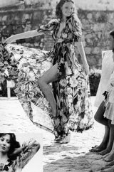 Iconic c.1969 Ossie Clark 'Bridget' Black Crepe Plunge Front Wrap Dress