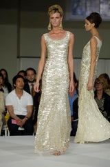 Resort 2008 Oscar de la Renta Runway Muted Gold Paillette & Beaded Dress on Silk Net