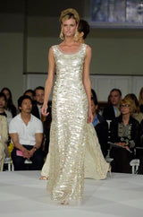 Resort 2008 Oscar de la Renta Runway Muted Gold Paillette & Beaded Dress on Silk Net