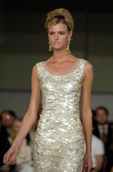 Resort 2008 Oscar de la Renta Runway Muted Gold Paillette & Beaded Dress on Silk Net
