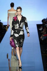 Fall 2000 Valentino Custom Made Haute Couture White Floral Silk Brocade Evening Coat