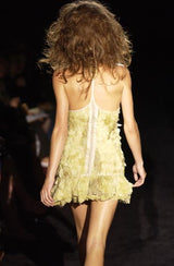 Spring 2003 Gucci by Tom Ford Rare Runway Look 27 Plunge Front Feather Mini Dress