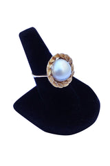 1960s Mabe Pearl 14K Gold Cocktail Ring