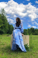 1960s Emilo Pucci Pretty Blue Silk Print Chiffon Top and Skirt Maxi Dress