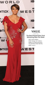 Incredible 2000s John Galliano Deep Red Bias Cut Dress w Silver Bead Detailing
