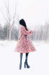 Early 1960s Christian Dior Pink & Coral Textured Weave Boucle Swing Coat