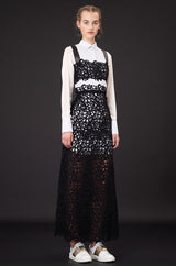 Resort 2015 Valentino Bold Black Lace Full Length Skirt w Matching Tunic / Mini Dress Set