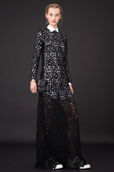 Resort 2015 Valentino Bold Black Lace Full Length Skirt w Matching Tunic / Mini Dress Set