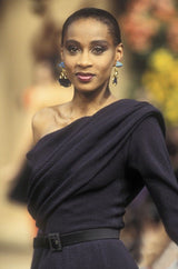 Important Spring 1993 Yves Saint Laurent Haute Couture One Shoulder Silk Crepe Dress