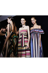 Spring 2016 Salvatore Ferragamo Ad Campaign Striped Strapless Dress