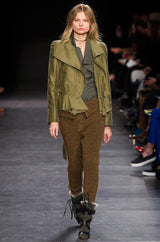 Fall 2014 Isabel Marant Runway Flared Hip Khaki Tie Waist Jacket