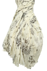 Spring 2004 Prada by Miuccia Variation on Look 52 Printed Ivory Strapless Cotton Dress