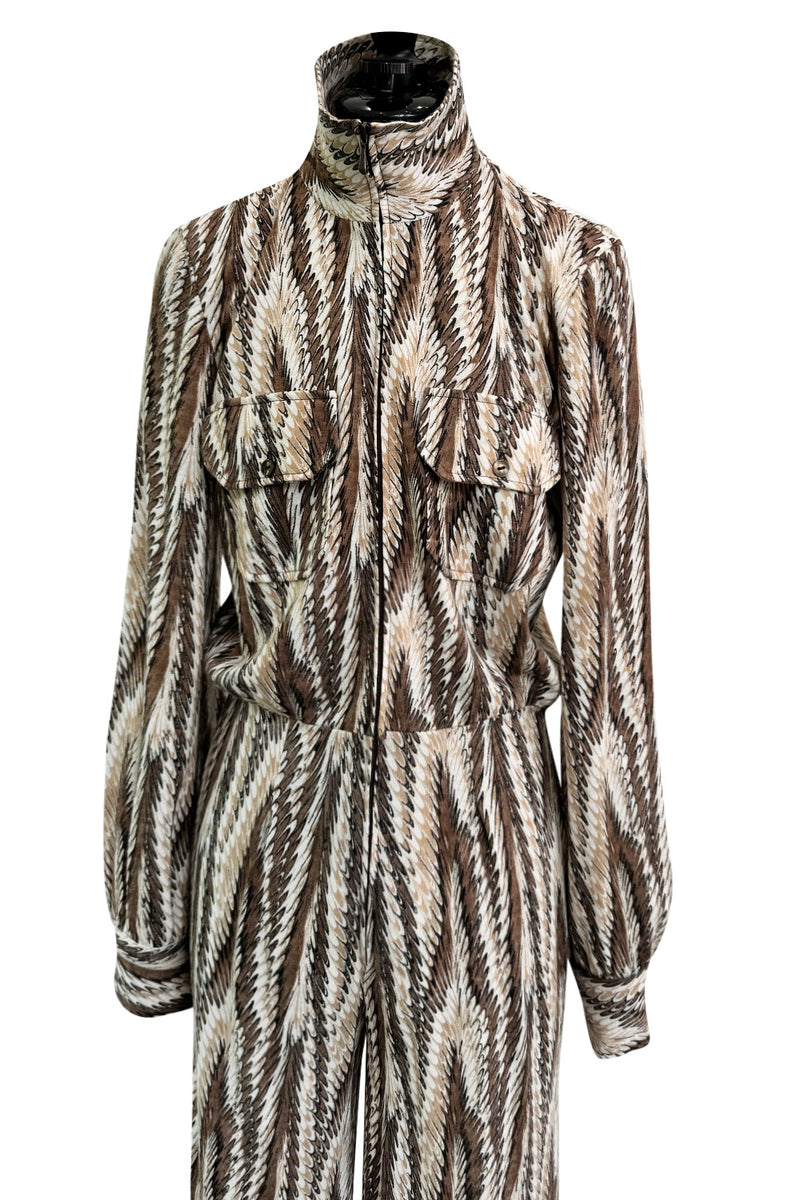 Fabulous Fall 1975 Diane Von Furstenberg Soft T-Shirt Feel Jersey Printed Jumpsuit