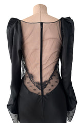 Prettiest Fall 2019 Alessandra Rich Black Version of Runway Look 46 Bias Cut Silk & Sequin Lace Dress