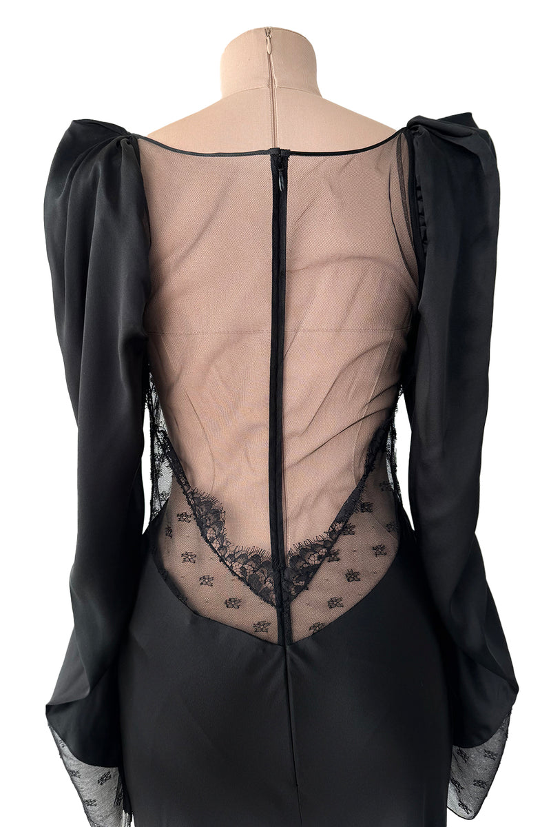 Prettiest Fall 2019 Alessandra Rich Black Version of Runway Look 46 Bias Cut Silk & Sequin Lace Dress