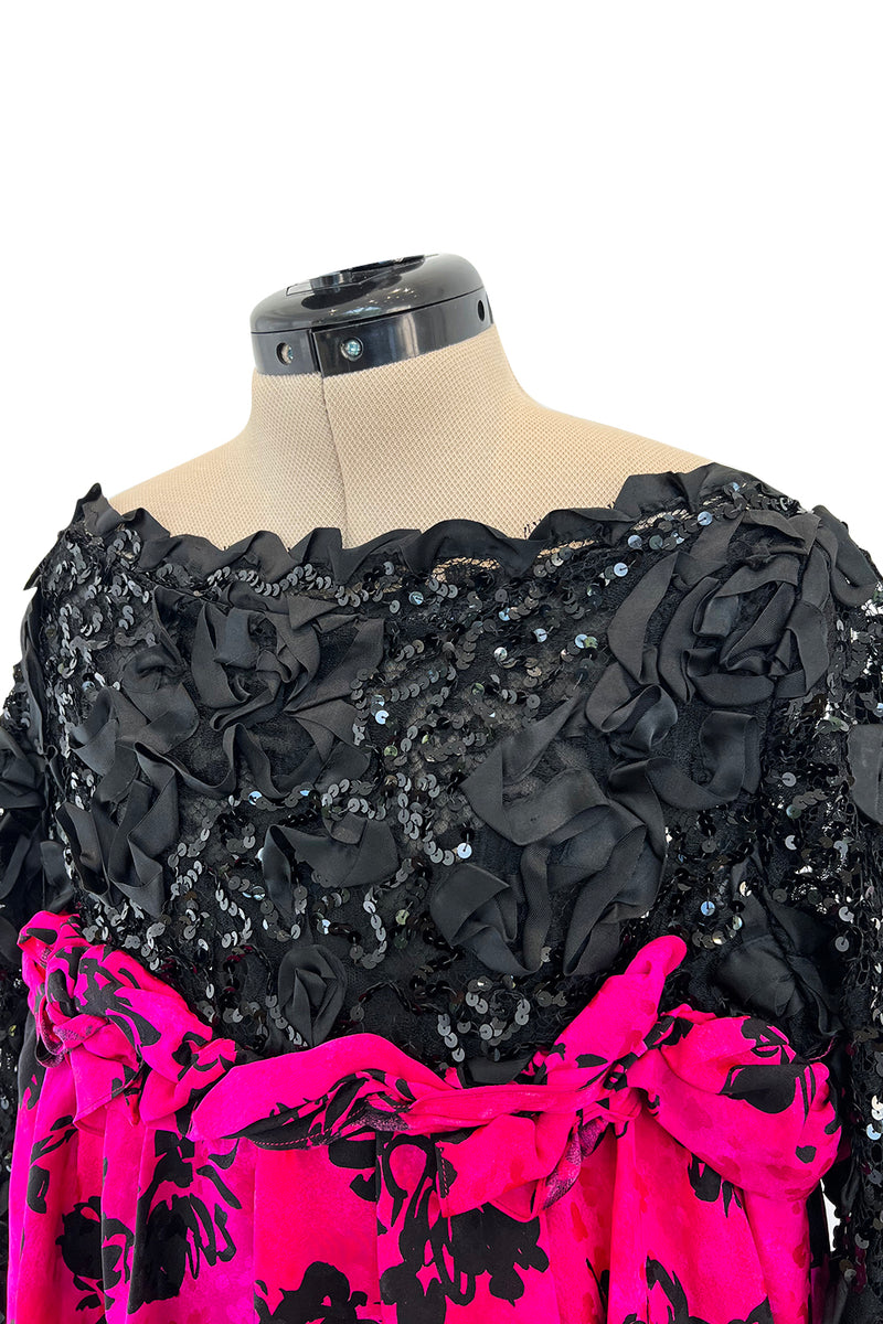 Fall 1987 Yves Saint Laurent Runway Floral Pink Silk Dress w Lace & Se – Shrimpton Couture