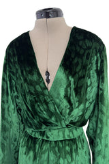 Beautiful Fall 2012 Gucci by Frida Giannini Runway Look 35 Deep Green Velvet Dress w Leopard Pattern