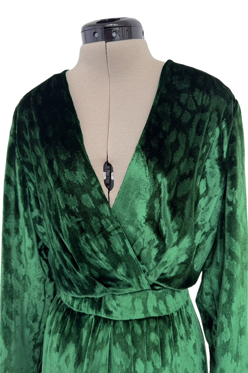 Beautiful Fall 2012 Gucci by Frida Giannini Runway Look 35 Deep Green Velvet Dress w Leopard Pattern