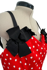Spring 1988 Christian Lacroix Demi-Couture Runway Red Polkadot Dress w Detachable Sleeves