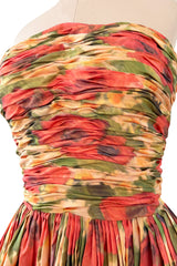 Resort 2009 Oscar de la Renta Runway Look 59 Strapless Coral Silk Dress w Full Bubble Hem Skirt