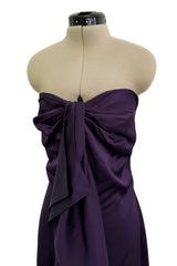 2010s Valentino Roma Strapless Purple Jersey Dress w Built in Corset & Extended Front Ruffles