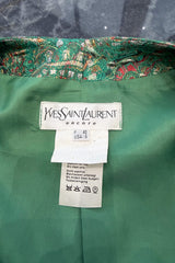 c1993 Yves Saint Laurent Brilliant Green Cropped Jacket w Gold & Red Metallic Detailing
