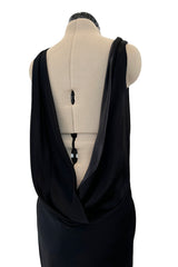 Outstanding Spring 2000 Christian Dior by John Galliano Black Silk Bias Cut Dress w Low Back