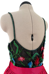 Fantastic Fall 1999 Giorgio Armani Runway Beaded Sequin Net Bodysuit & Deep Pink Skirt Set
