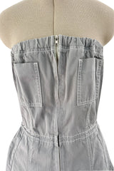 Amazing Unlabeled Vintage Starpless Grey Cotton Canvas Jumpsuit w Top Stitching & Pockets