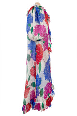 Iconic Spring 1984 Hubert de Givenchy Haute Couture Runway Silk Chiffon Strapless Dress & Coat Set