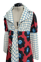 Rare 1969 Ossie Clark Documented Wide Leg Pant & Tie Front Overcoat Set w Celia Birtwell Print