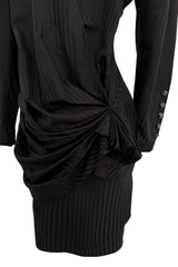 Fabulous Spring 1985 Emanuel Ungaro Haute Couture Runway Black Stripe Jacket & Skirt Set